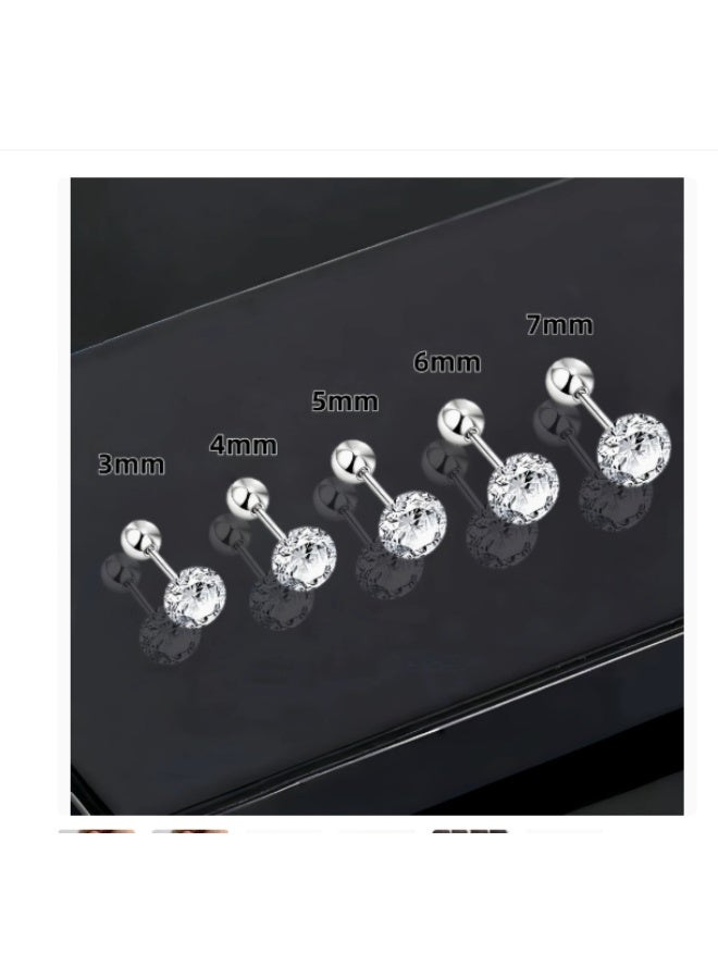 LATEEN 5 Pcs Stud Earrings  Zircon Stud Earring For Women And Men By 5 Pcs Different Size - Image 4